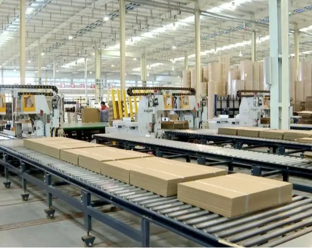 gravity roller conveyor line used in corrugated cardboard production line