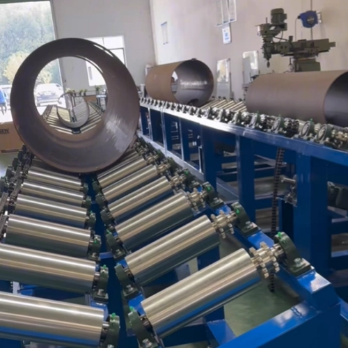 v groove chain driven conveyor line used for steel pipe transport