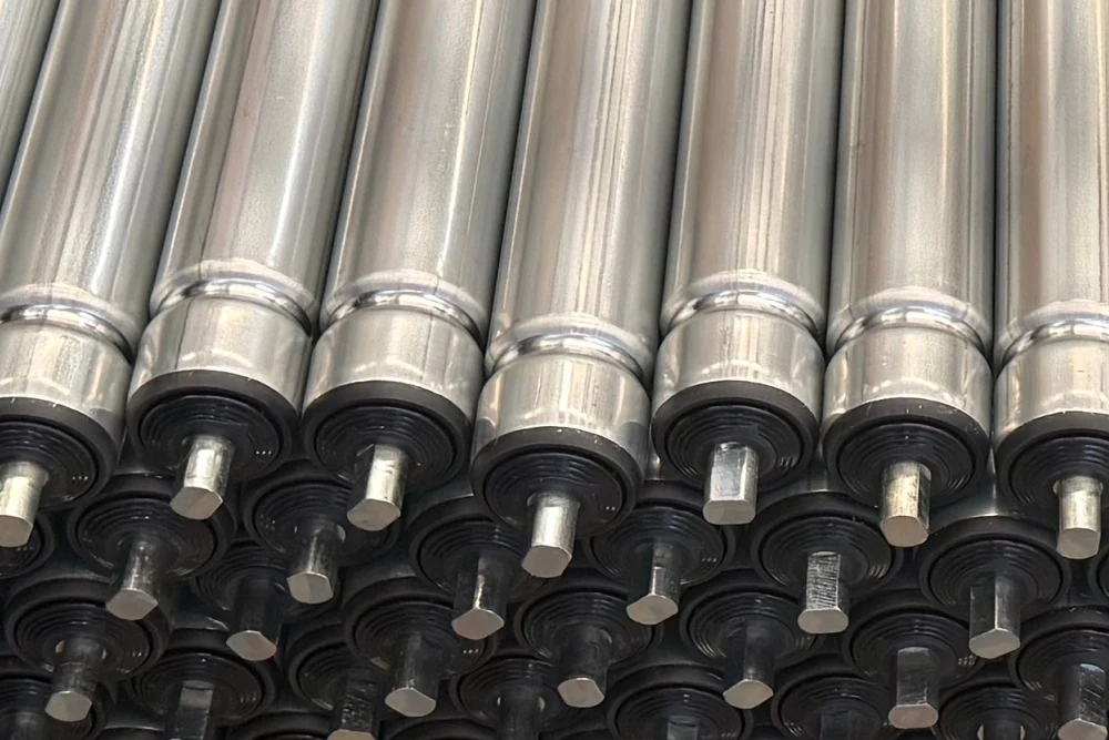 Galvanized steel grooved conveyor rollers
